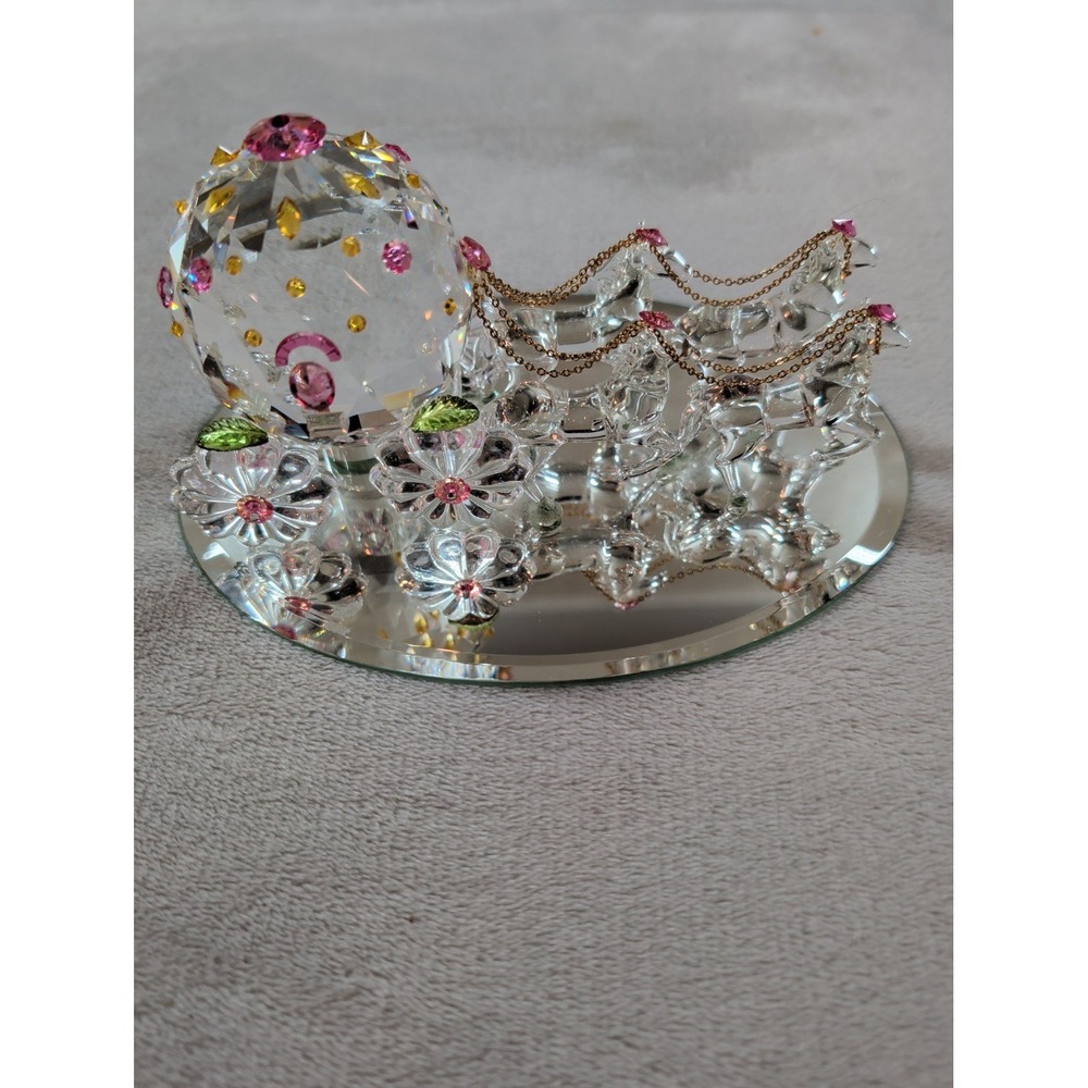 Crystal Glass Cinderella Carriage and Horses Figurine with Mirrored Base Pink - Picture 7 of 9